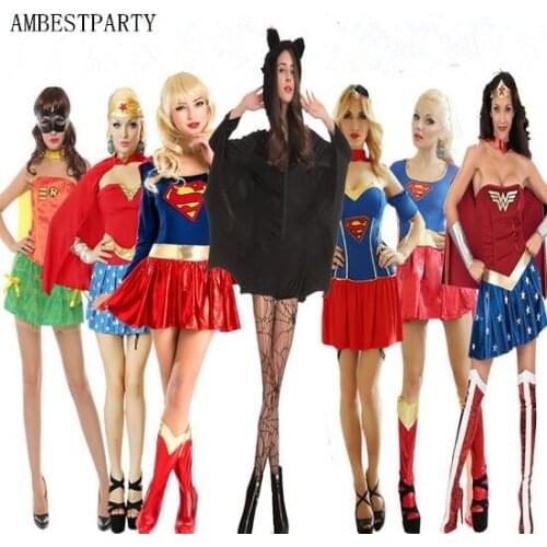2017 Performance dress women superwoman cosplay supergirl costume for halloween costume carnival festival superhero AMBESTPARTY
