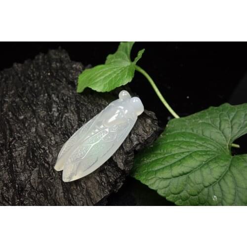 2020 NEW Arrival Female Agate Carved Cicada Amulet Pendant Necklace summer luck gem Women Necklaces Wholesale Sales