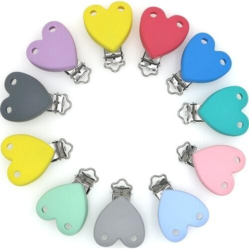 3pc Silicone Pacifier Clip Heart With Hole DIY Baby Teething Teether Necklace Bead Tool Nurs Gift Round Heart Accessories