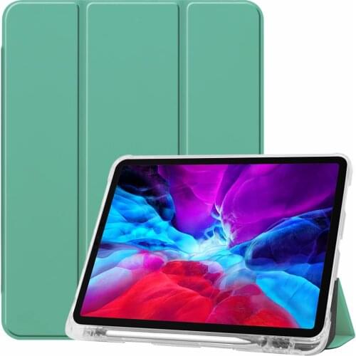 For iPad Pro 12.9"inch 2020 Case 4th Generation PU Leather Smart Cover For iPad Pro 12.9"inch 2018 TPU Transparent Back Cover
