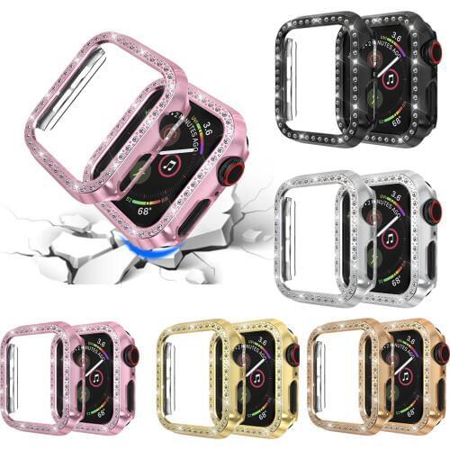 Black Bling Bumper Protective Case For Apple Watch Series 4 Cover Glitter Diamond Cover For iWatch 44mm 40mm Cases Shell
