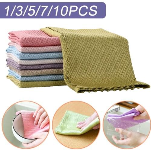 Efficient Microfiber Cleaning Cloth Anti-grease Wiping Rag Super Absorbent Towel Home Washing Dish Kitchen Cleaning Towel