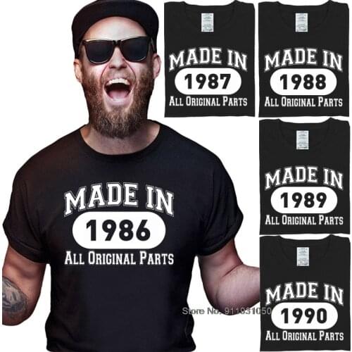 Mens Fitted O-Neck T-shirt Tops 31 32 33 34 35 years old Anniversary gift made in 1986 1987 1988 1989 1990 Anniversary T-shirt
