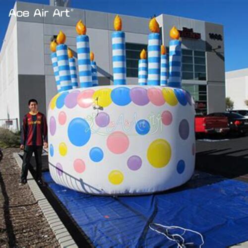 Giant and colored inflatable cake replica,birthday cake model with candles for birthday and cerebration