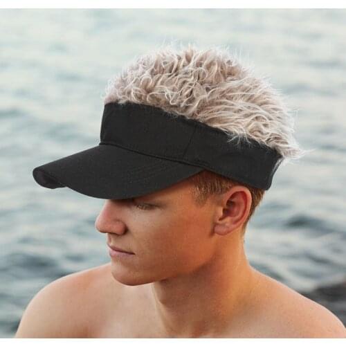 Fake Hair Visors Hats Women Men Cool Golf Cap Outdoor Wig Baseball Caps Street Trendy Funny Wig Headwear Breathable Casual Hat