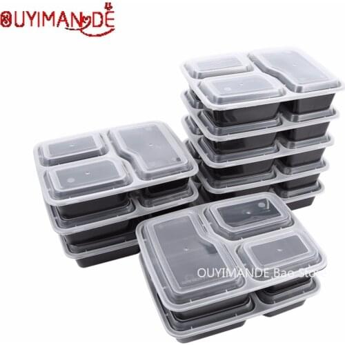 10-30Pcs Plastic Reusable Bento Box Meal Storage Compartment Lunch Box Microwavable Japanese Lunch Box School Food Container