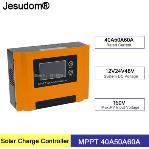 MPPT Solar Charge Controller 40A 50A 60A LCD Display 12V 24V 48V Auto Solar Cell Panel Charger Regulator Street Lmp Monitoring