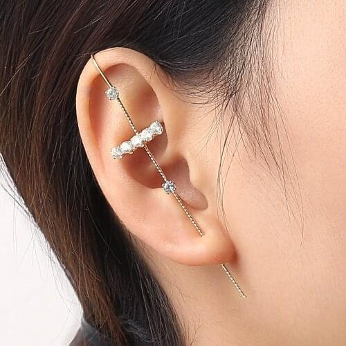 Korean Fashion Earrings 2021 Inlaid Zircon Ear Hook Piercing Ear Needle Earrings for Women Jewelry Wholesale Kolczyki