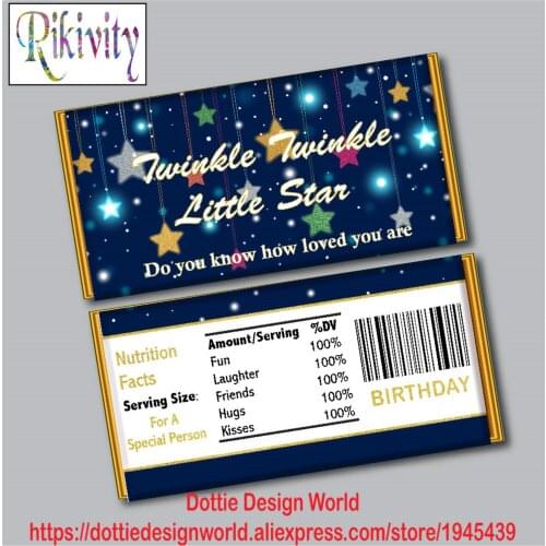 Twinkle Little Star Candy Bar Hershey Chocolate Wrapper Stickers Mini Candy Bar Water Bottle Wine Labels Party Favors Decoration