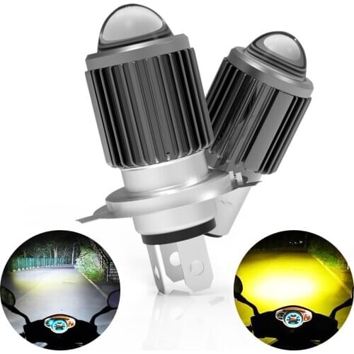 Motorcycle Headlight H4 LED BA20D Bulb For Scooter Accessories Fog Light 12V 3000K 6000K Hi Lo Lamp 10000LM Moto Spotlights Lens