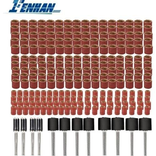 252pcs Abrasive Tools Sanding Bands Set 1/4 3/8 1/2 Inch Drum Sanding Kit with Sanding Mandrels For Dremel Rotary Tools
