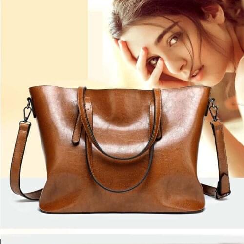 New fashion female bag 2020 retro oil leather bag simple trend female tote bag shoulder bag