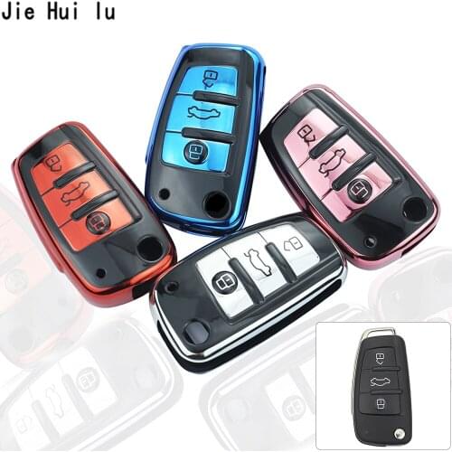 New Soft TPU Car Folding Key Case Cover Protective Shell For C6 R8 A1 A3 Q3 A4 A5 Q5 A6 S6 A7 B6 B7 B8 8P 8V 8L TT