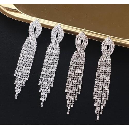 New Fashion Jewelry Personality Temperament Crystal cross Tassel Earrings Bridal Earrings For Women Long Earrings gift E694