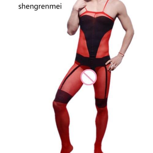 Shengrenmei Mans Red Christmas Lingerie Exotic Nightwear Sexy Underwear Male Plus Size Bodysuit Mens Jumpsuit Man Sleepwear Gift