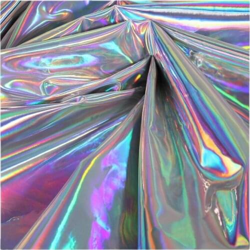 Width 53'' Fashion Waterproof Opaque Mirror Laser Fabric By The Half Yard For Bag Background Cloth Creative Dress Material