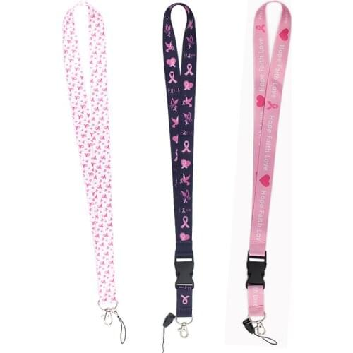 MD727 DMLSKY Breast Cancer Printed Caring for Women Lanyard Key Strap for Phone Keys Lanyards ID Badge with Key Ring Holder
