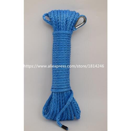 Blue 4mm*15m ATV Winch Line,Synthetic Winch Rope,Durable UHMWPE Rope For ATV UTV Vehicle Car Motorcycle
