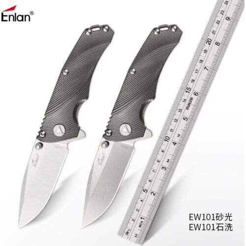Enlan New EW101 Folding Knife AUS-8 Blade Titanium alloy Handle portable Outdoor Camping Hunting Survive Adventure Pocket Knives