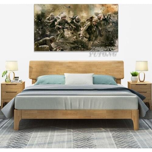 Pacific World War Soldier Battle Fantasy Artwork Living Room Decor Home Wall Art Decor Wood Frame Canvas Posters