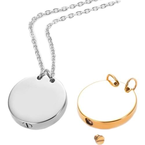 Unisex Gold /Silver Stainless Steel Cremation Urn Openable Round Locket Pendant for Human Pets Ashes Keepsake Urn Necklaces