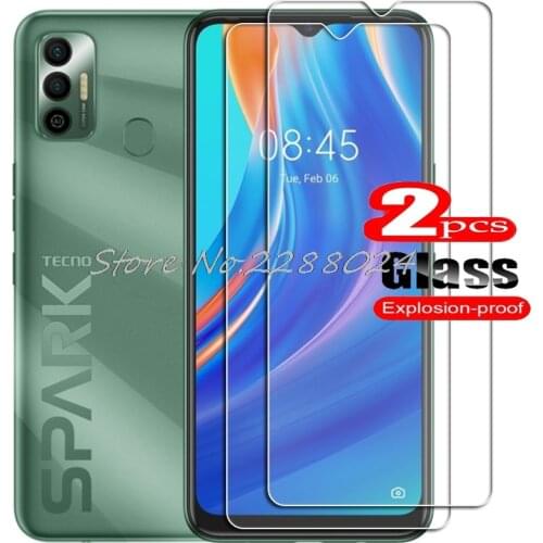 2PCS FOR Tecno Spark 7 High HD Tempered Glass Protective On Spark7 KF6j Phone Screen Protector Film