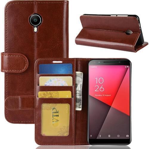 10pcs/lot For Vodafone smart X9 E9 N9 lite flip 64 grain Leather TPU cover case For Alcatel 1