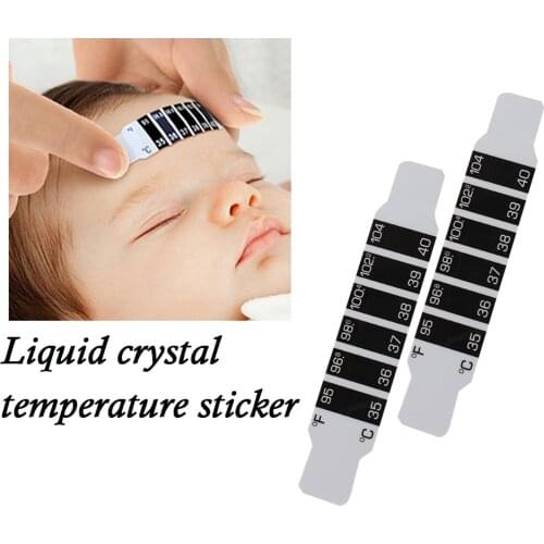 10pcs Forehead Strip Thermometer Sticker Reusable Toddler Baby Child Kid Head Fever Body Care Health Monitoring Liquid Crystal