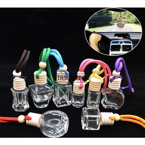 100pcs Empty Glass Bottle For Car Perfume Essential Oils Hanging On Rearview Mirror Pendant Ornament Car-styling bottle F2585