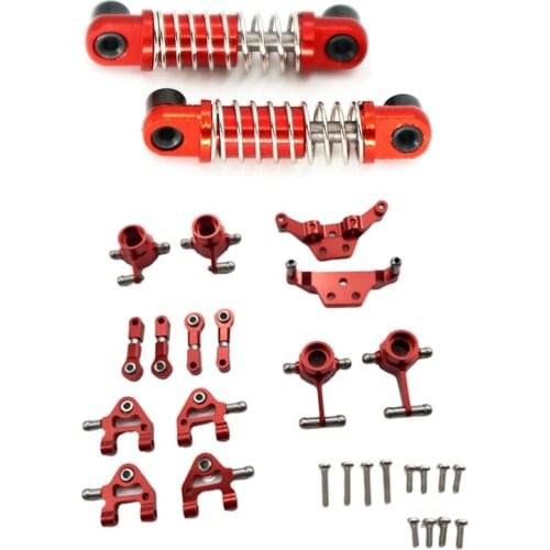 2Pcs 1/28 RC Aluminum Shock Absorbers for WLtoys RC Car K969 K989 K999 P929 4WD Short Course Drift Red & 1 Set Metal Upgraded Pa