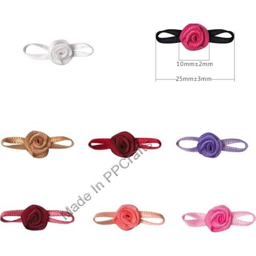 25-10MM Satin Ribbon Foliage Rose Flower For Packing Cloth Hairbow DIY Crafts 200pcs Free Shipping