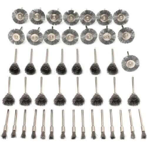 45Pcs Steel Wire Wheel Pen Cup Brushes Set Kit Accessories for Dremel Rotary Tool