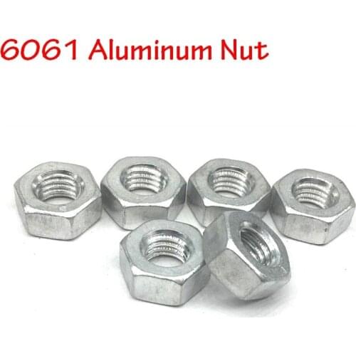50PCS/LOT M3 M4 M5 M6 M8 M10 M12 DIN934 Aluminium Hexagon Nuts 6061 Aluminium Alloy Hex Nuts Fastner Nuts