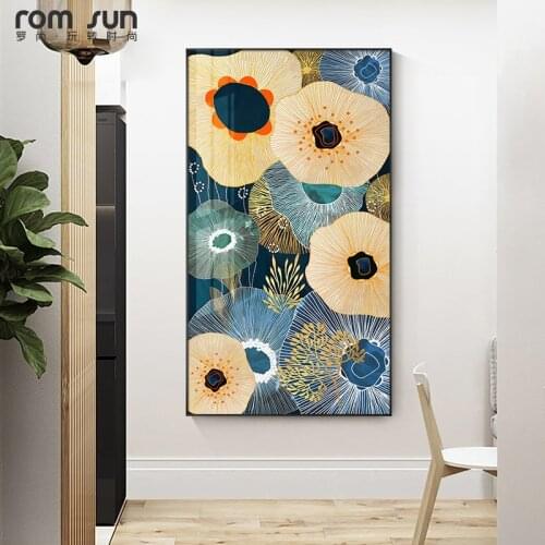 Abstract Golden Flowers Canvas Painting Fashion Plant Posters Prints Splendid Wall Art Pictures for Living Room Bedroom Decor