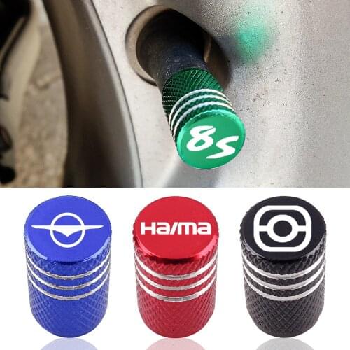 Aluminum Tire Valve Caps Car Emblem Dust Cover For Haima S5 S5 Young S7 8S 7X 6P E3 E5 E7 fushida car Accessorie