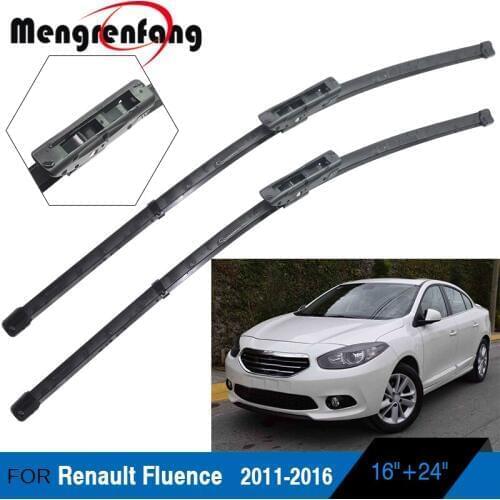 Car Wiper Blades Soft Rubber Front Windscreen Wiper Bayonet Arms For Renault Fluence 2011 2012 2013 2014 2015 2016