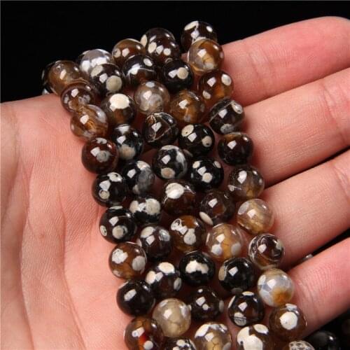 Coffee Agates Stone Beads Smooth Veins Agat Round Loose Spacer Beads For Jewelry DIY Making Bracelet Earrings Accessory 6 8 10MM