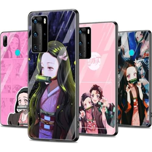 Demon Slayer Nezuko Anime Cases For Huawei P30 P40 P20 P10 Lite Pro Plus 5G P Smart 2019 2020 2021 Glass Silicon Fundas Cover