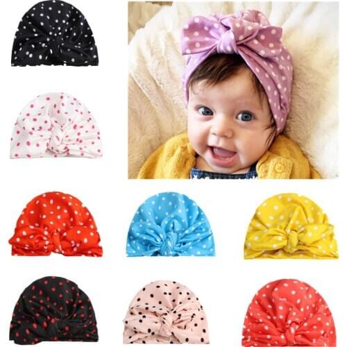 Yundfly Children Knotting Hat Baby Girl Dots Rabbit Ears Hat Infan Skull Beanies Hat Toddler Indian Hat Photo Props