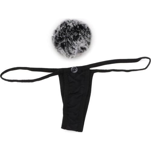 Erotic Underwear Sexy Apparel Adult Products T-back Underpants G String Cotton Thong Removable Rabbit Hair Ball Panties