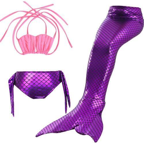 Purple blue pink green girl costumes bikini tail mermaid for swimming cosplay children mermaid tails