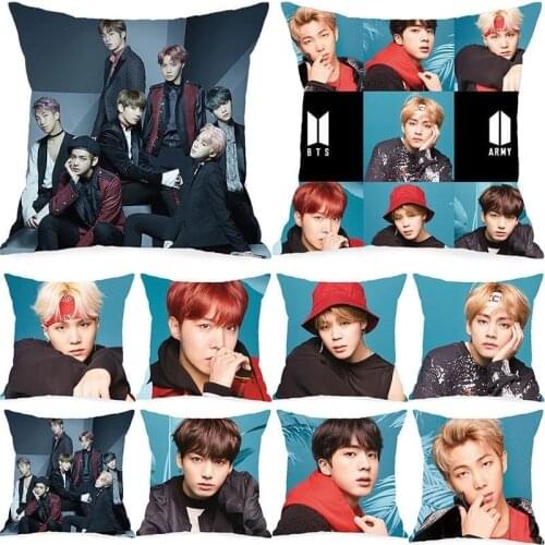 Kpop Cushion Throw Pillow Case Bedding Love Yourself K-pop Home Bangtan Boys BT-21 Square One Side Pillowcase Housse de Doussin