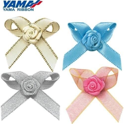 YAMA Ribbon Bow with Rose Wide 31mm±3mm High 28mm±3mm 200pcs/bag for Kids Apparel Sewing Accessories Wedding DIY Decoration
