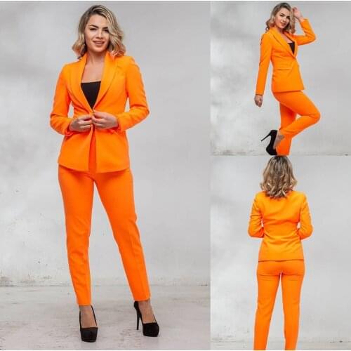 Fashion Women Suits Custom Made Shawl Lapel One Button Blazer Elegant Slim Fit Casual Daily 2 Pieces ( Pants + Jacket )