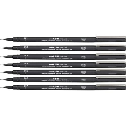Pin Fine Line art pen set signature pen picture technical drawing pencils 7 pcs 0,1 - 0,2 - 0,3 - 0,4 - 0,5 - 0,6 - 0,7 Set