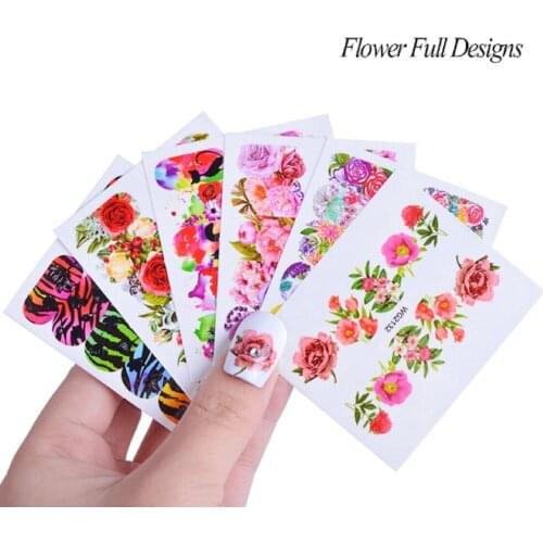 Set 50 pcs Decal Full Nail Fusion Waterslide Decals - professional quality XF1374-XF1389 Mixed Flower Nail Art Sticker