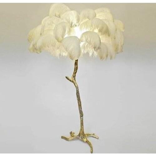 Europen style feather table lights modern copper lighting AC110V 220v gold table lamps for living room