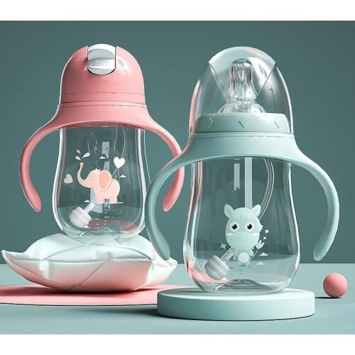 BPA Free Newborn Baby Bottles Drinking Cup Feeding Bottle Wide-Caliber Dual-Use Drinking Milk Water Bottle Kids Accessories