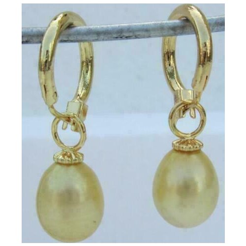 NEW Huge AAA+ 10-12mm Golden South Sea Pearl Earrings 14K Yellow Gold