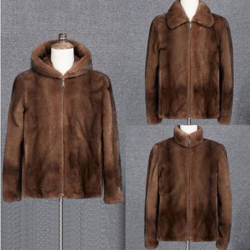 Autumn faux mink leather jacket mens winter thicken warm fur leather coat men slim jackets jaqueta de couro fashion brown